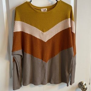 Color block waffle knit top